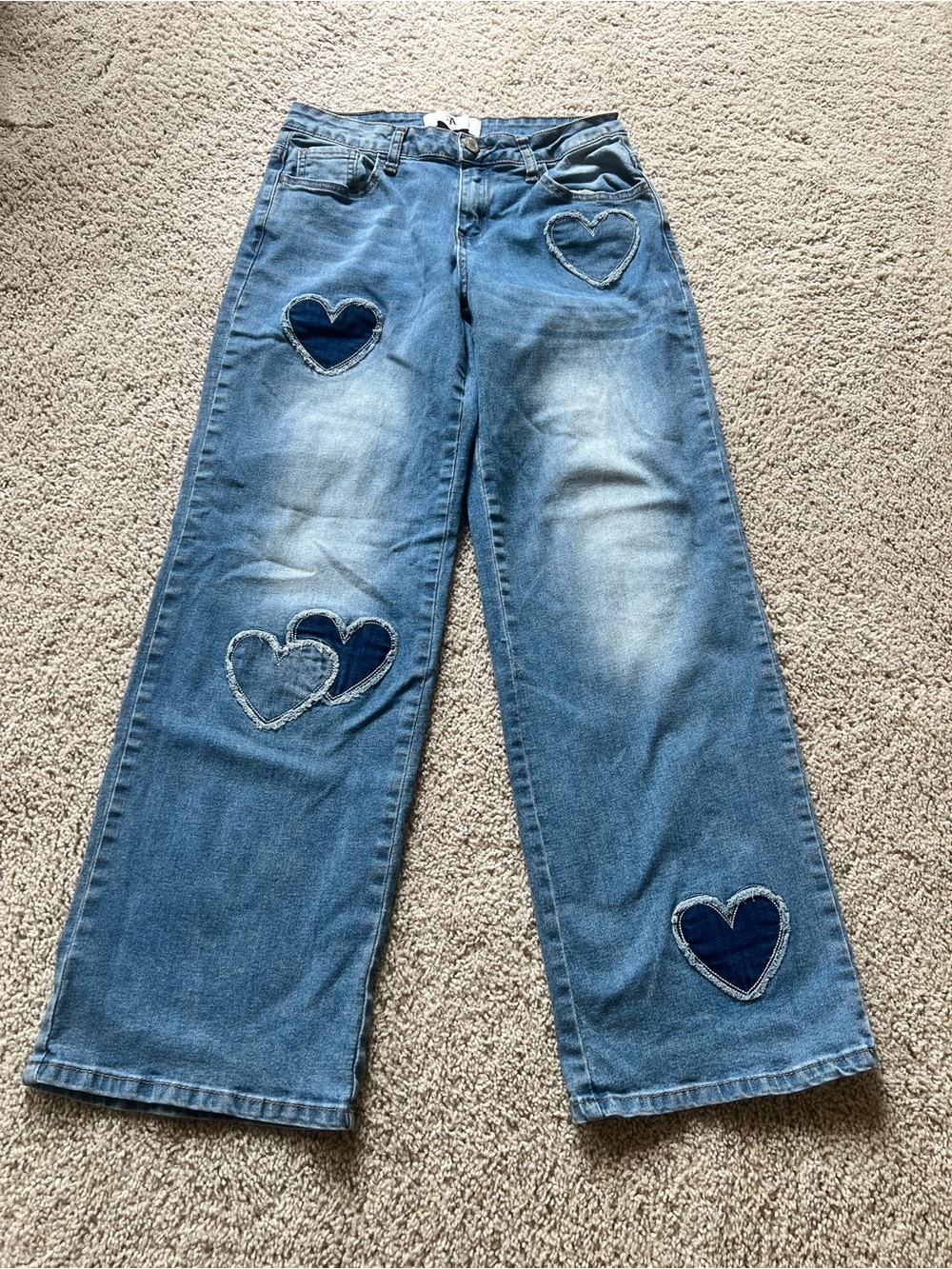 Flying Angel Heart Patch Jeans